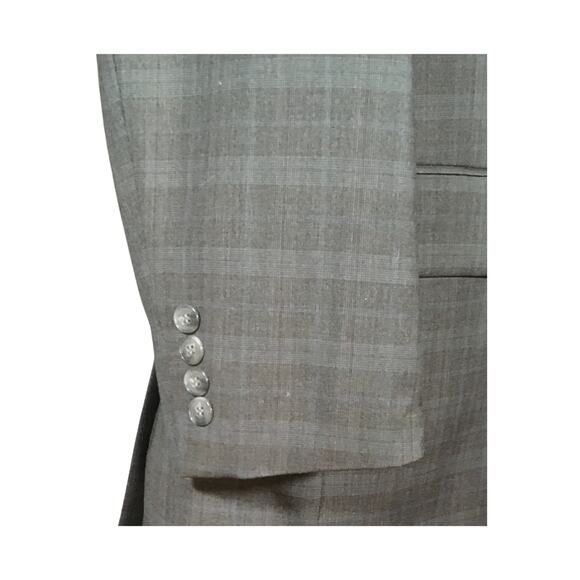 Tasso Elba Men’s Blazer 40R Brown Plaid – Reda Super 120s 100% Pure New Wool - Picture 10 of 16